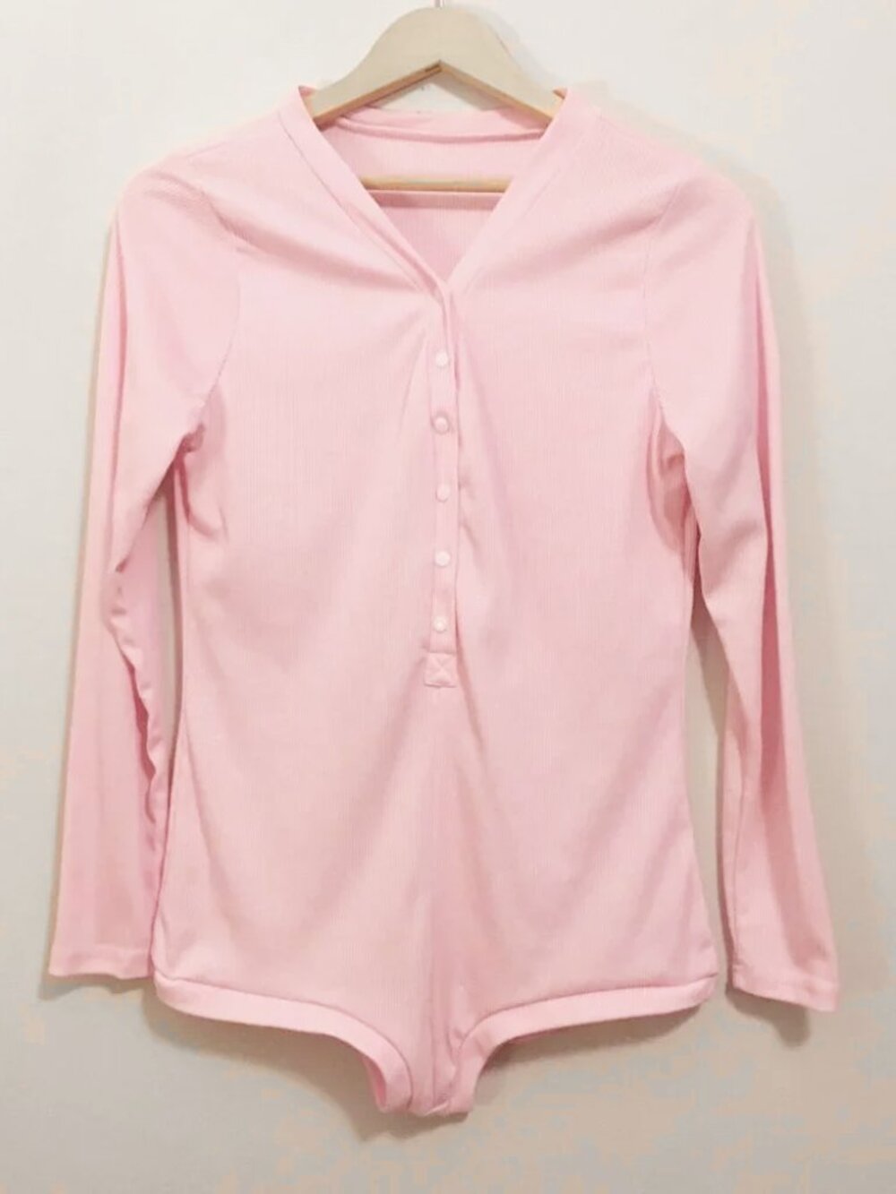 Cotton Candy Pink Ribbed Button Down Barbiecore Bodysuit